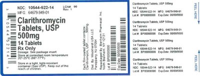 500mg 14ct (Label Clarithromycin Tabs 500mg Bpi(10544 522 14) Wockhardt(64679 949 01) Rev1)